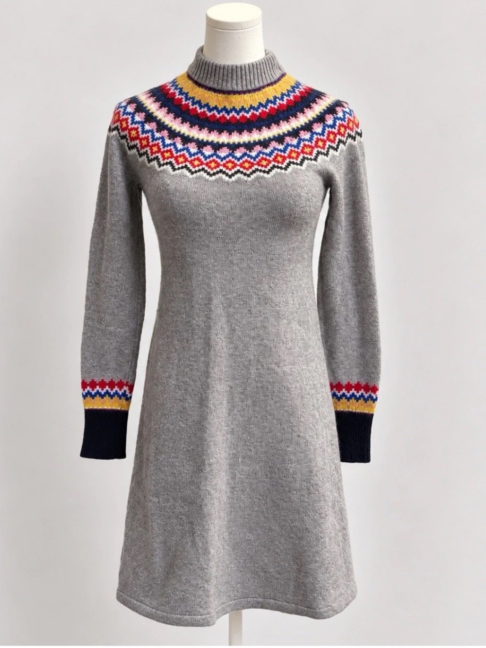 Boden Fair Isle Sweater Dress Womens 6R Wool Alpaca Nordic Holiday